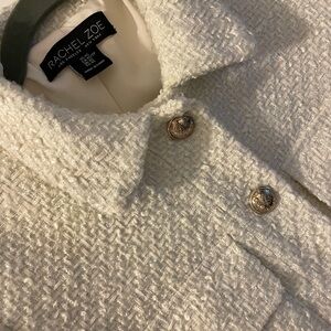 Rachel Zoe Cream Tweed Cropped Jacket with Gold Buttons
